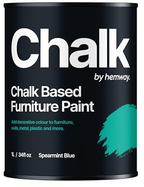 Hemway - Chalk Based Furniture Paint - Spearmint Blue 1 L | Chalky Matt Shabby Chic Finish for Interior & Exterior Home Decor | Quick Dry & All-in-one