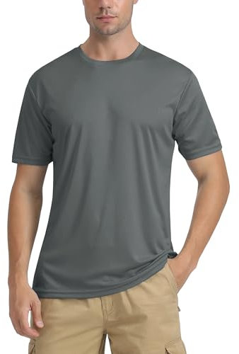 TACVASEN Herren UV Shirt Sportshirts Fitness Shirt Sonnenschutz Outdoor Kleidung Leicht Wandershirt Männer, Dunkelgrau, 3XL