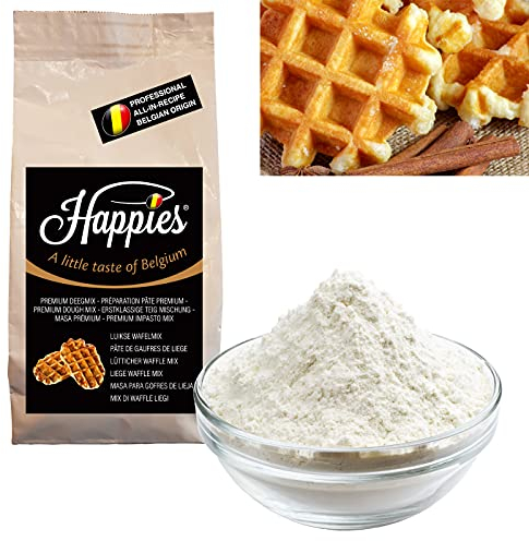 Happies Backmischung, Fertigbackmischung, Waffel-Mischung für Lütticher belgische Waffeln (Gaufre de Liège), Waffelmix, Waffeltei... 1 kg