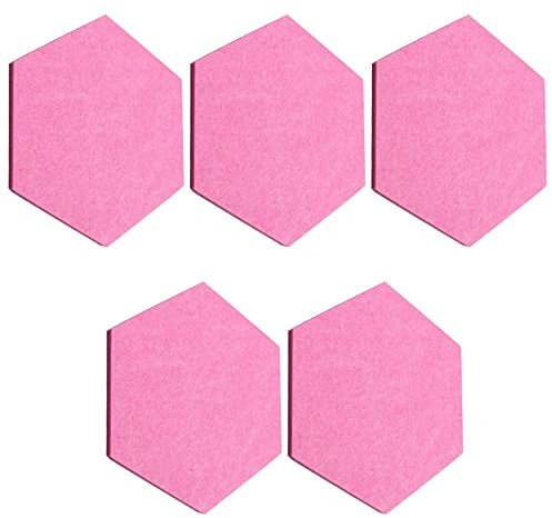 Woogim 5 Stück 20 x 17 x 0,9 cm Sechseckige Filztafel, Pinnwand, Memoboard mit Pinnadeln, Dekoration für Zuhause, Büro, Klassenzimmer, Wand (Rosa)