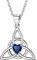 PROSILVER Geburtsstein September Kette 925 Silber Triquetra Knoten Amulett mit 45+5cm Rolokette keltischer Dreiheitsknoten Anhänger Halskette Schmuck Accessoire für Frauen