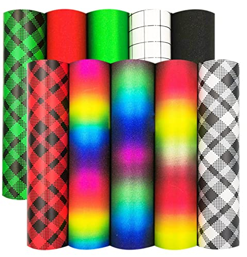 Vinylfolie Plotterfolie Textil Regenbogen, 30 x 25 cm, Heat Transfer Folie Plotter DIY Transferpapier zum Aufbügeln, Vinyl Folie Wärmeübertragungsfolie Bastelfolie, für T-Shirts, Textil Handwerk