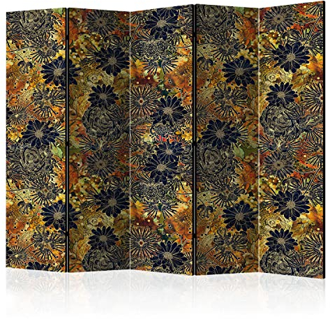murando Akusticher Raumteiler Abstrakt Blumen Foto Paravent 225x172 cm beidseitig auf Vlies-Leinwand Bedruckt Akustikschaum Trennwand Spanische Wand Sichtschutz Home Office Botanik o-B-0001-z-c