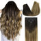 DOORES Echthaar Extensions Clip in, Dunkel Braun bis Chestnut Braun und Dirty Blonde Highlights 30cm 12 Zoll 7 Stück 80g Remy Menschlich Clips in Haarverlängerung Natürliche Echthaar Extensions