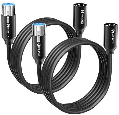 ANNNWZZD XLR Kabel, Mikrofonkabel Stecker auf Busche XLR Cable für Mikrofon, Verstärker, Mischpult oder Lautsprechersystem 2m 2 Pack