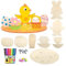 JOKILY 22 Stück Hasen aus Holz zum Bemalen, Ostern Basteln Holz, DIY Osterhase Deko, Osterhase Kinder Bastelsets mit Bunte Mini Pompons und Kulleraugen, Bastelzubehör Dekorationen