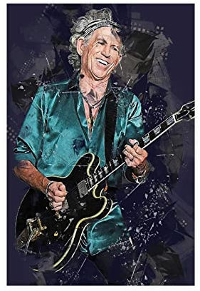 RIPEX Musik-Pop-Art-Poster, Keith Richards, Leinwand-Poster, Wandkunst, Dekoration, Bild, Gemälde für Wohnzimmer, Schlafzimmer, Dekoration, Rahmen-Stil, 30 x 45 cm