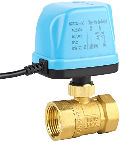 SWAWIS 2 Wege Motorkugelhahn Zonenventil Kugelventil DN25 G1 Zoll AC 230V Motorventil Elektrisches Ventil Messing Absperr Umschalt Kugelventil Zweiwegeventil für Flusssteuerung