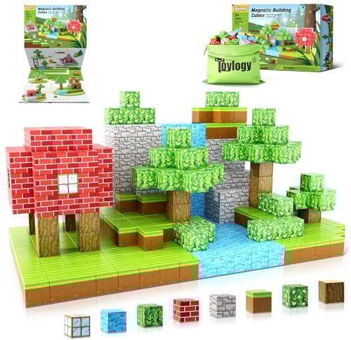 Magnetic Blocks-Build Mine Magnet World Set, Magnetic Toys for Boys & Girls Age 3-4 4-5 6-8, STEM Montessori Sensory Toys for Toddlers Gifts for 3+ Years Old Girls Boys, Fidget Cubes Construction Toys