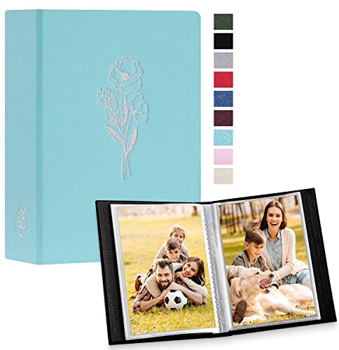 Lanpn Fotoalbum 10x15 50 2 Packungen, Klein Mini Leinen Einstecken Einsteckalbum für Hochformat Fotos Bilder Teal
