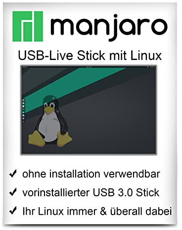 Manjaro Gnome 64Bit 32GB USB 3.0 - Linux mit 64 Bit - Live Version - bootfähig - Betriebssystem - Various