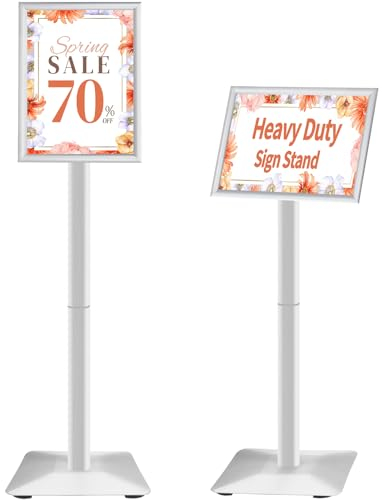 VAIIGO Soporte de cartel resistente para carteles, soporte de exhibición ajustable para menú, soporte de letrero de pie con base de hierro fundido para póster, menú, anuncios, ventas, aviso, soporte