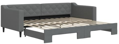 vidaXL Tagesbett, Sofabett Ausziehbar, Gästebett Schlafsofa für Schlafzimmer Wohnzimmer, Ausziehbett Sofa Bettsofa, Modernes Design, Dunkelgrau 90x200cm Stoff