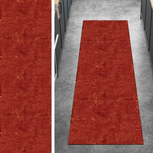 Ymural Läufer Flur rutschfest Teppich Küche 90x280CM Rot rutschfest Lang Abstrakt Meterware Kurzflor Polyester Korridor Schlafzimmer, Anpassbar