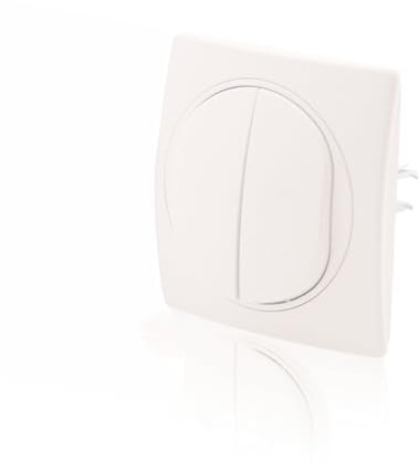 Intratec Nobilis Serienschalter & 1-fach Rahmen Set, 2 Wippen, ABS 10AX 250V~, Soft Weiß Ø 60 mm, 80x80 mm