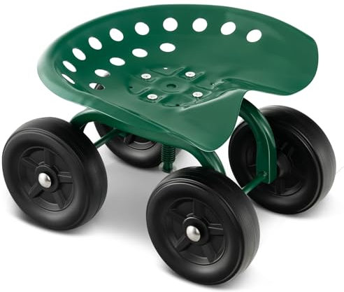 SOARS Rollsitz für Gartenarbeit, Gartensitz 360°drehbar & höhenverstellbar 28-40cm, Arbeitssitz bis 150 kg belastbar, Gartenrollsitz mit breiter Sitzfläche, für Gartenarbeit & Autopflege