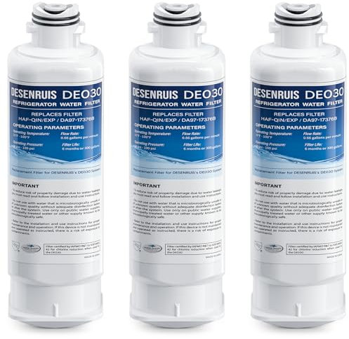 DESENRUIS Water Filter Replacement Compatible with Samsung HAF-QIN, HAF-QIN/EXP, DA97-17376B, DA97-08006C, RF23M8070SG, RF23M8070SR, RF23M8090SG, RF23M8570SR, Pack of 3