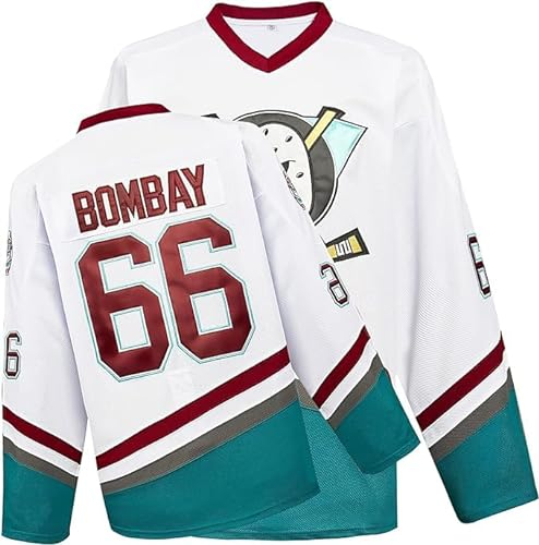Mighty Ducks Jersey Movie Eishockey Trikot S-XXXL Charlie Conway #96 Adam Banks #99 90S Hip Hop Kleidung für Party, 66#weiß, XL