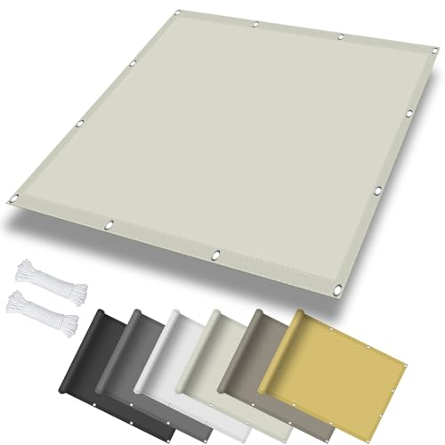 Sonnensegel Rechteckig mit Ösen 1 x 1.6 m, Wasserdicht 98% UV Schutz Sonnensegel Quadratisch inkl Befestigungsseile für Garten Terrasse, Elfenbein