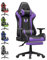 bigzzia Silla Gaming,Silla de Oficina Ergonómica,Piel de PU Sillón para Gamer con Cojín Lumbar y Reposacabezas,Gamer Sillón Altura Ajustable para la Oficina de Casa (con reposapies,púrpura)