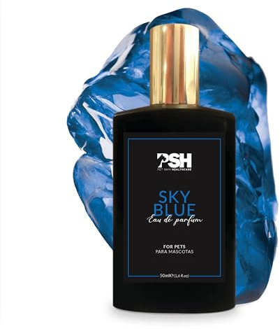 PSH Sky Blue Eau de Parfum für Hunde und Katzen, Eau de Parfum, Spray, weicher Duft, der die Haut Ihres Haustieres nicht austrocknet, inklusive praktischer Nachfüllpackung für Spaziergänge, 50 ml