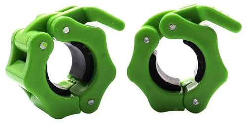 Tioamy Barbell Clamps Dumbbell Spinlock Collars Clips for Standard Weight Lifting Dumbbell Barbell Bar Quick Release Lock Professional Buckle 1 Pair 25 mm (green)