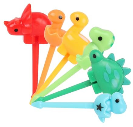 Lot de 18 fourchettes à fruits 3D dinosaures pour enfants - Cure-dents pour enfants - En plastique - Fourchettes à fruits - Fourchettes à fruits - Brochettes pour enfants - Pour boîte à lunch, fête,