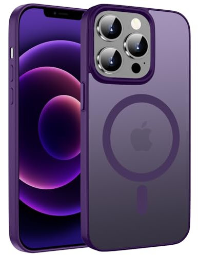 Kukiwhy Magnetisch für iPhone 12/12 Pro Hülle 6,1 Zoll Kompatibel mit MagSafe,Matt Transluzente Handyhülle iPhone 12 Kratzfest rutschfest Dünn Schutzhülle für iPhone 12/12 Pro 5G Case Dunkelviolett