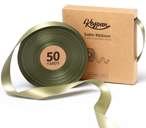 Keypan Satinband Salbeigrün Geschenkband Schleifenband 22mm x 45,7m | Doppelseitiges Seidenband für Geschenkband Hochzeit, Blumensträuße, Schleifen, Basteln