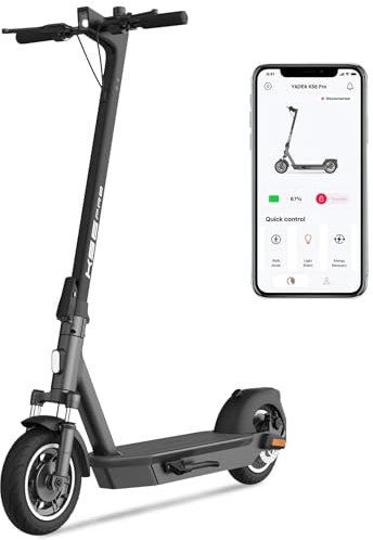 Yadea KS6 Pro Trottinette électrique pour Adultes, 800W Scooter Pliant Simple avec pneus tubeless Auto-réparateurs, 3 Modes de Vitesse, 25Km/h, 20% Montagne, Contrôle Intelligent APP/LED