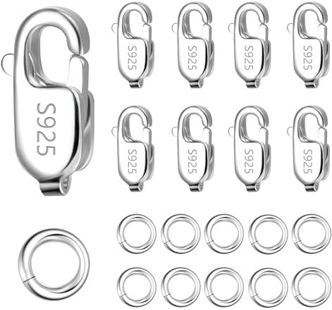 ALEXCRAFT Kettenverschluss Silber 925 Eckig Anhänger Zubehör Kette Armband Verschluss Ketten Verschlüsse Schmuck für DIY Schmuckherstellung 18Stück