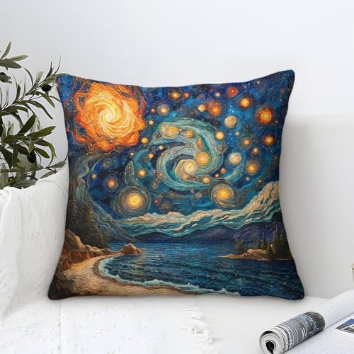 DUABELPHF Night Sky Wurfkissenbezug Quadrat Aus Weicher 3D Gedruckt Kissenhülle Für Sofa Couch Bett Personalisierte Wohnkultur Geschenk Für Kissenbezüge 1er-Set Für Sofa, Couch, Stuhl 45x45cm