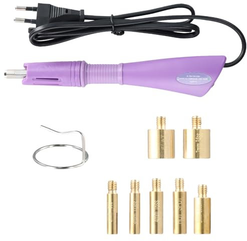 Joyan Hotfix Applikator, Set mit 7 Applikatorspitzen, Kupfer, Rund, Lila
