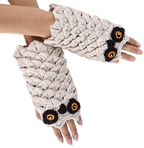 Darringls Armstulpen Damen Ohne Finger Fingerlose Eule halbe Finger Handschuhe Fingerlose Handschuhe Gestrickte Handstulpen Strick Handschuhe Fingerlose Fäustlinge Handwärmer