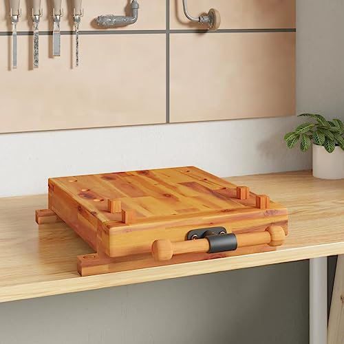 Lechnical Workbench Tabletop with Vice 52x44x9.5 cm Solid Wood Acacia,Workbench,Table Work Tool Bench Workstation Tool Panel Tool Organiser Tool Storage-353786