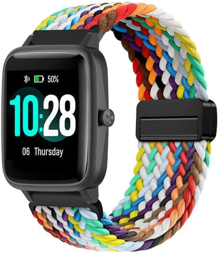 OUTPUTBT 20mm Geflecht Magnetisch Armbänder für Huawei Watch GT 3 42mm Nylon Armband für Watch GT 3 Pro 43mm Ersatzarmband für Watch GT 2 42mm/Watch 2 Sport/2Pro/Watch Fit 2/Fossil/Ticwatch Damen