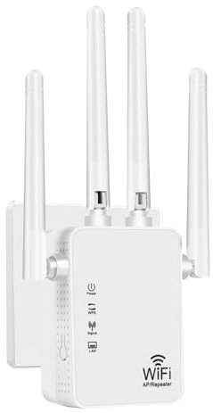WLAN-Extender-Signalverstärker für bis zu 6.000 m² und 60 Geräte, WLAN Verstärker mit großer Reichweite und Ethernet-Anschluss, Zugangspunkt, 1-Tasten-Einrichtung