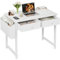 Grandder Small Computer Desk with 2 Fabric Drawers, 32 Inch Home Office Desk with Storage Bags and Drawers, Study Writing Gaming Table for Small Spaces, White