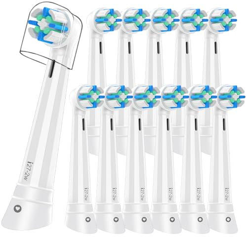 Ersatzköpfe kompatibel mit Oral B iO 2/3/4/5/6/7/8/9/10 Serie Elektrische Zahnbürstenköpfe, kompatibel mit Oral B iO, mittelharte Borsten, pflegen Ihre Zähne, Weiß, 12 Stück