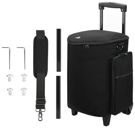 Shuade Carrying Case Foldable Storage Bag for Wireless Speakers Multi Pocket Protective Case Speakers Bag with Wheel