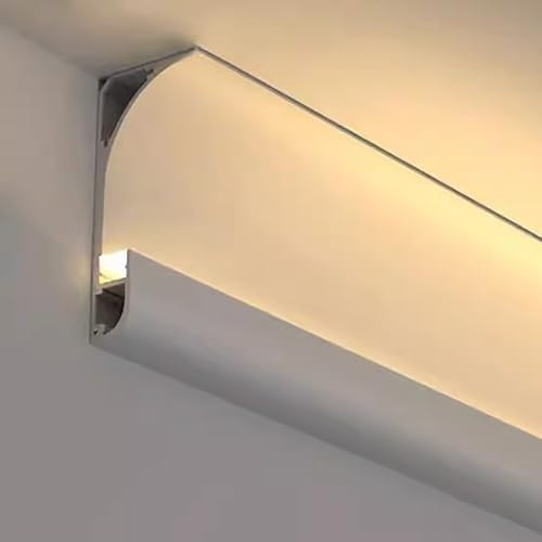 LED-Kanalprofil, Aluminiumgesims, für indirekte Beleuchtung, Decke, Boden und Wandbeleuchtung, Eckdiffusor und Schutz, ideal für Zuhause und Geschäftsräume