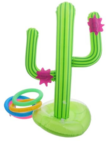 SKISUNO Inflatable Cactus Ring Toss Game Toys for Boys and Girls Pool Party Toss Game Blow up Cactus Toy Outdoor Swimming Ring