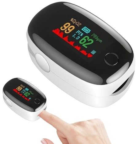 Pulse Oximeter,Oxygen Monitor Finger Adults,Professional Blood Oxygen Monitor (SpO2) with Accurate Fast Reading,Heart Rate and PI,LED Display (White)