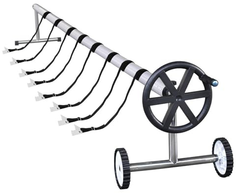 Pool Aufroller Aluminium Poolplanenaufroller mit Rädern Mobiles Aufrollvorrichtung für Poolplane Aufrollsystem für Verschieden Geformte Pools