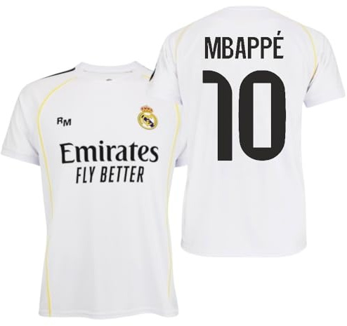 Genérico R.Madrid Trikot 2025/26, offizielle Replik für Herren, Kylian MBAPPÉ, Erstausstattung – Unisex, Weiß, XL