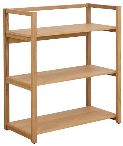 AC Design Furniture Lars Rectangular Shelf, Body, 3 Shelves and Oak Frame, Oil Treated Veneer with Straight Grain, 80 x 40 x 93.3 cm