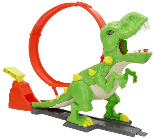 ColorBaby Teamsterz Rennstrecke für Autos, Looping und Dinosaurier, Riesengröße, inkl. 1 Metallauto, manuelle Bedienung ohne Batterien, Kinderspielzeug, für Jungen und Mädchen ab 3 Jahren (39497)
