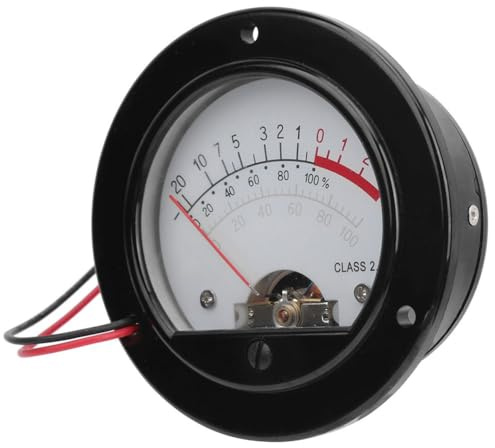 Vu-Messgerät für Audio-Pegel-Testgerät mit rundem Retro-Zifferblatt, Hintergrundbeleuchtung, Zeiger für Studio, Heimwerker, Mischpult, Verwendung 3,9 K Ω ± 10 % Impedanz, ABS-Material, 12 V Glühbirne
