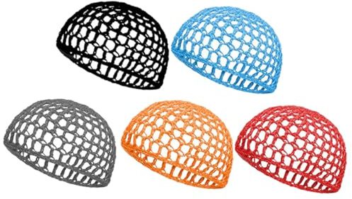 ROMISBABA 5 Stück pack Gehäkelte Schlafhaarnetze für Damen und Mädchen Weiches Netzgewebe Rutschfest Große Haarnetze für Langes Lockiges Haar und Zöpfe
