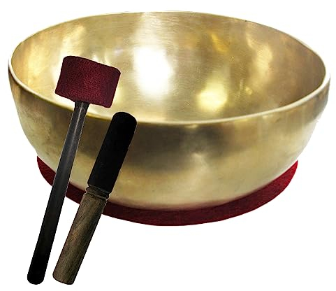 Therapieklangschale ca. 10.000g (10 Kg) Klangschale Handarbeit (Nepal) 4-tlg. Klangmassage-Set THERAPIE KLANGSCHALE 45-50cm + Kissen + Reibeklöppel + Filz-Therapieklöppel. 70220-11